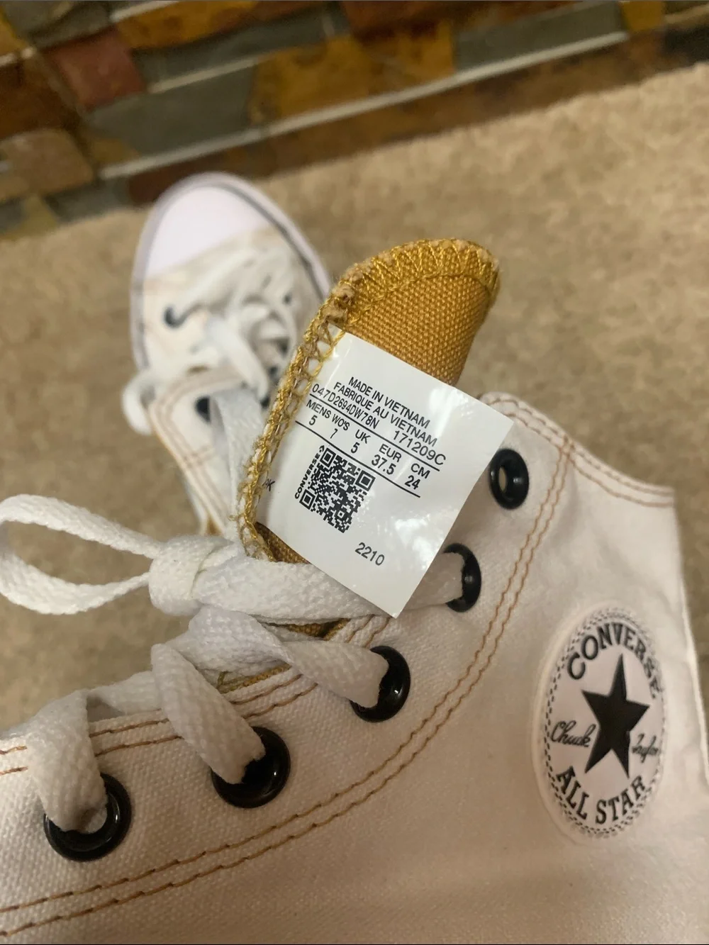 Converse   White High Top Sneakers with Black Trim
